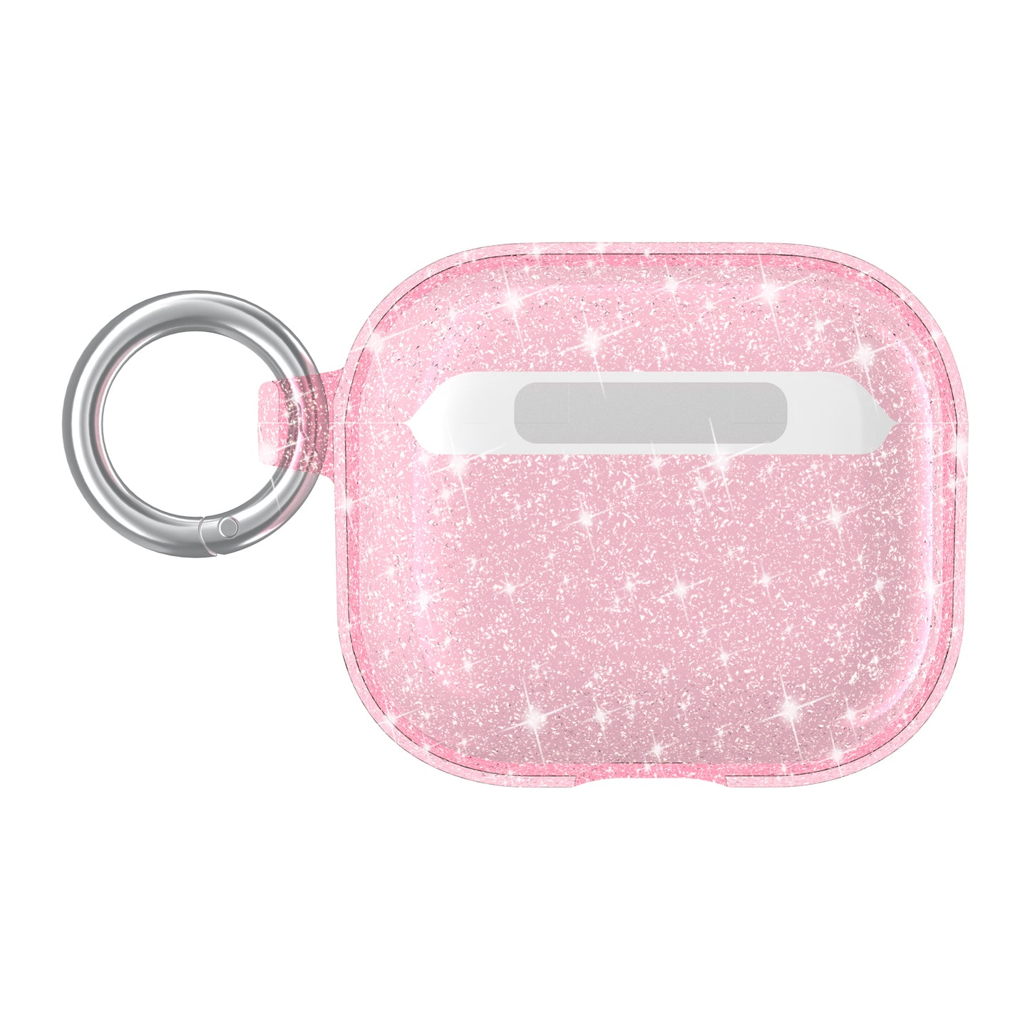 For Apple AirPods 3rd Generation (2021) Transparent Glitter Shimmer Bling Hybrid Silicone Rubber TPU Shockproof Skin with Keychain  Phone Case Cover