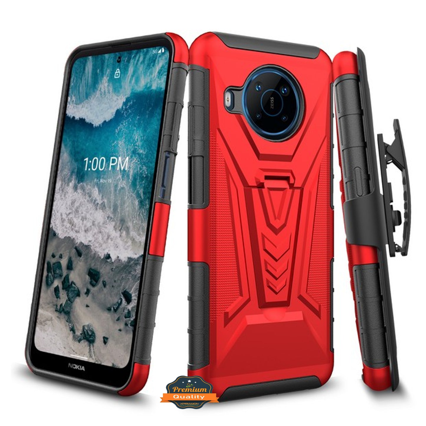 For TCL 30 SE 305 /306 Hybrid Armor V Kickstand with Swivel Belt Clip Holster Heavy Duty 3in1 Stand Shockproof Rugged  Phone Case Cover