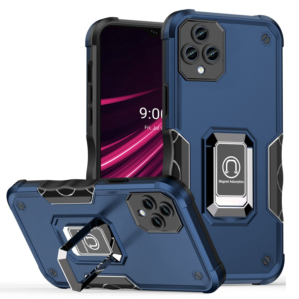 For T-Mobile Revvl 6 Pro 5G /Revvl 6 5G Hybrid with Magnetic Ring Holder Stand Kickstand Heavy Duty Rugged Shockproof  Phone Case Cover