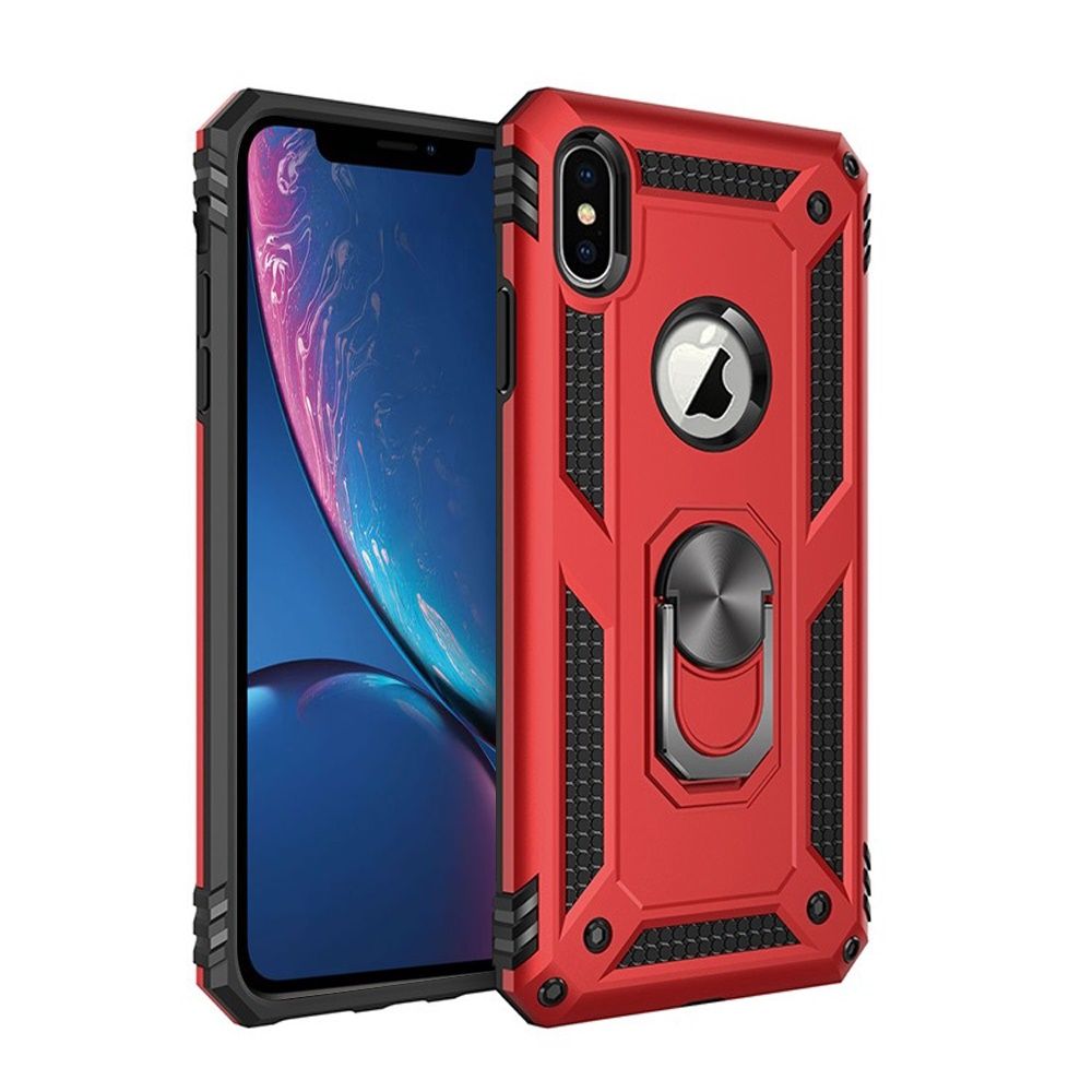 For Apple iPhone XR Military Grade Rugged Dual Layers Hard PC + TPU Shockproof Hybrid Protection with Ring Kickstand  Phone Case Cover