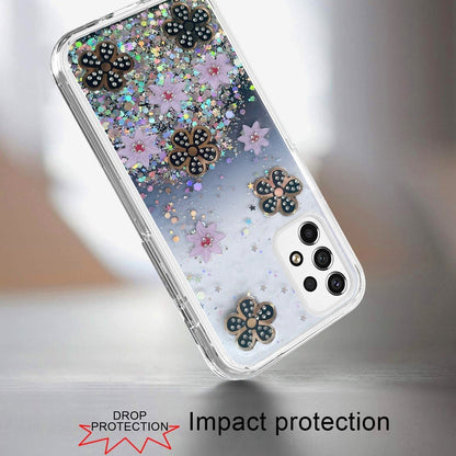 For Apple iPhone SE 3 (2022) SE/8/7 Floral Stylish Design Glitter Shiny Hybrid Rubber TPU Hard PC Shockproof Slim Fit  Phone Case Cover