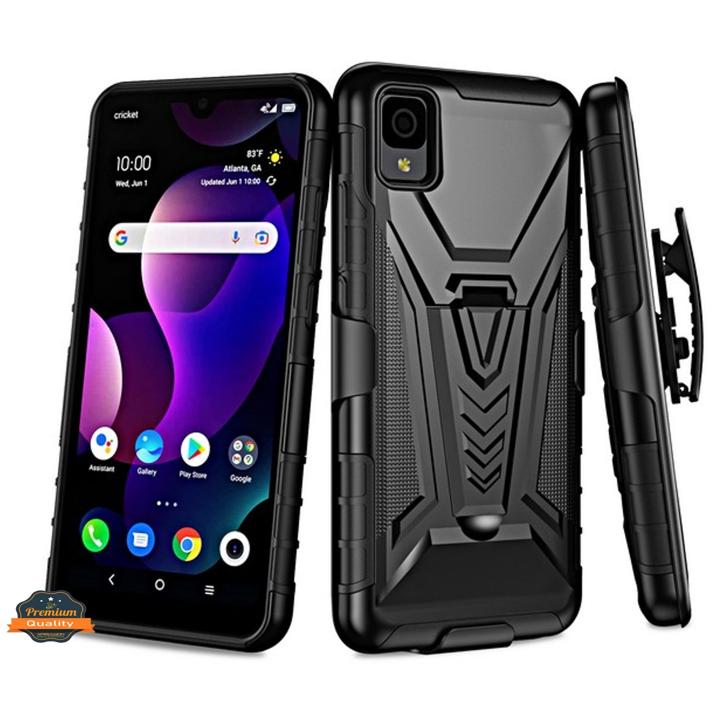 For TCL 30 Z (T602DL) Hybrid Armor V Kickstand with Swivel Belt Clip Holster Heavy Duty 3in1 Stand Shockproof Rugged  Phone Case Cover