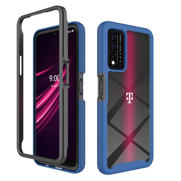 For TCL REVVL V Plus 5G Armor Slim Hybrid Double Layer Hard PC + TPU Transparent Back Rugged Frame Bumper Shockproof  Phone Case Cover