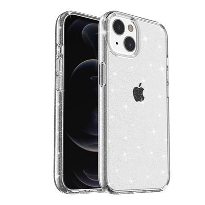 For Apple iPhone 11 (6.1") Transparent Glitter Shiny Sparkle Bling TPU Rubber Hard Back Hybrid Armor Frame Shockproof  Phone Case Cover