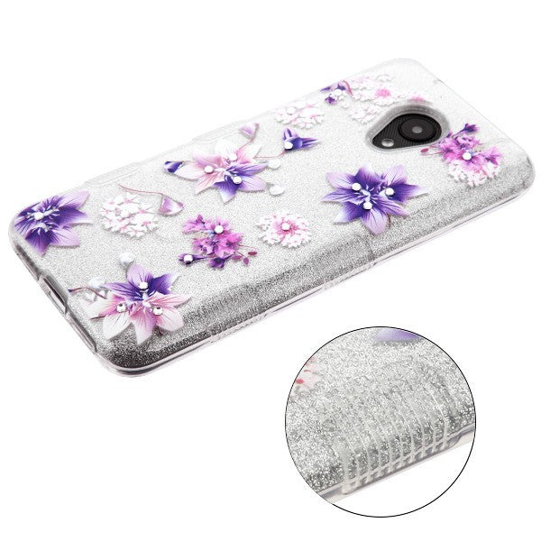 For Alcatel 1X Evolve / Avalon V / Ideal Xtra Bling Glitter Stylish Design Hybrid Rubber TPU Hard PC Shockproof Armor Slim Purple Stargazers Phone Case Cover