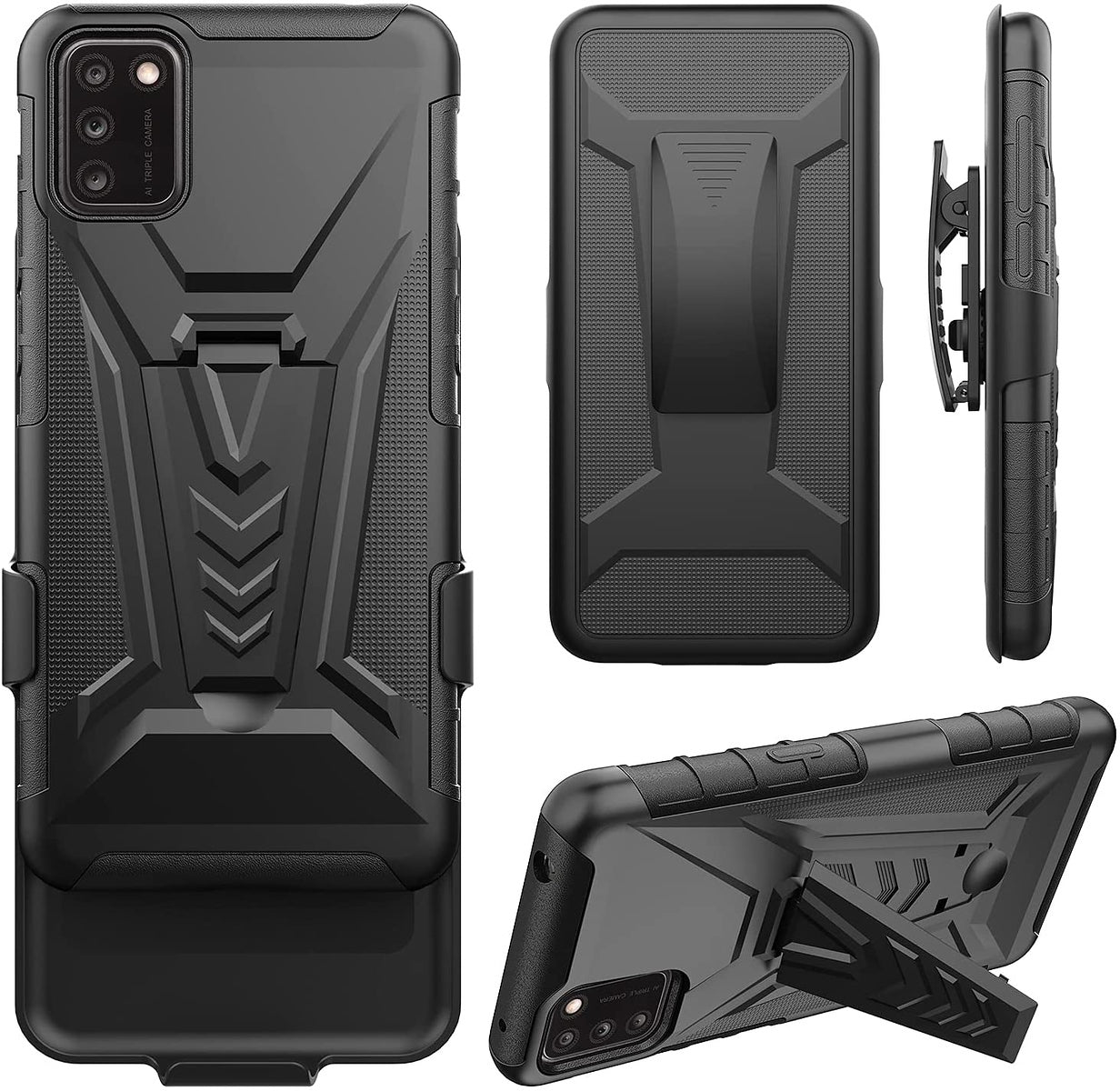 For Alcatel 1V 2021 6002 Hybrid Armor V Kickstand with Swivel Belt Clip Holster Heavy Duty 3in1 Stand Shockproof Rugged  Phone Case Cover