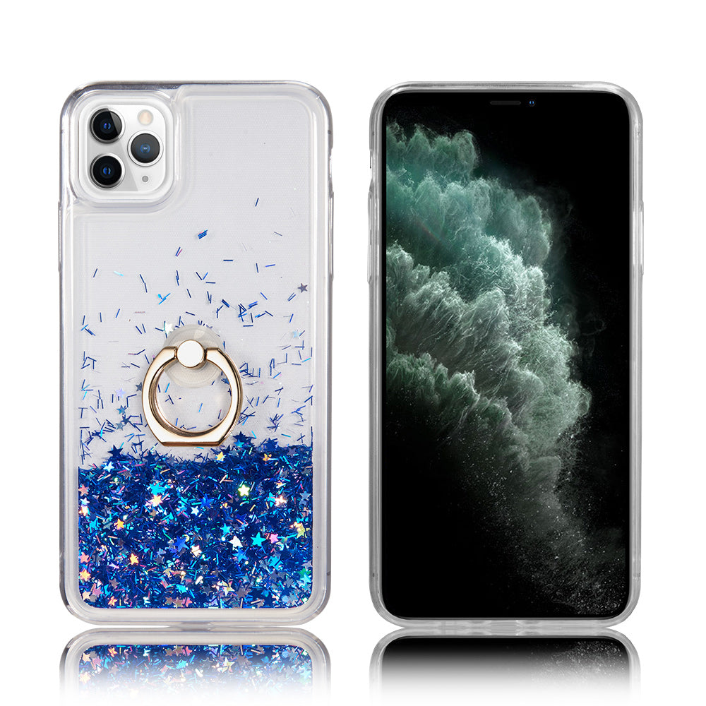 For Apple iPhone 13 /Pro Max Mini Hybrid Glitter Luxury Bling Sparkling Liquid Quicksand Glittering Sparkle TPU Rubber PC with Ring Stand Holder Kickstand  Phone Case Cover