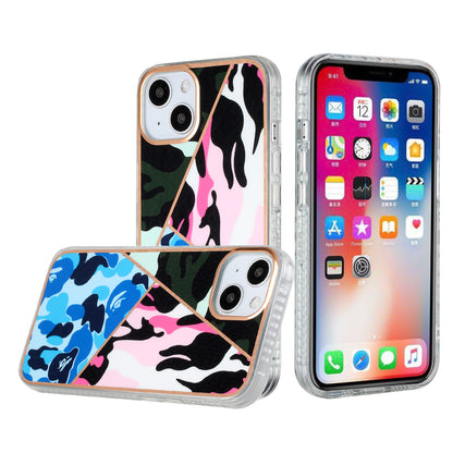 For Apple iPhone 13 /Pro Max Stylish Print Design Hybrid Protective Hard PC Rubber TPU Slim Hard Back Cover Camo Blue Pink Phone Case Cover