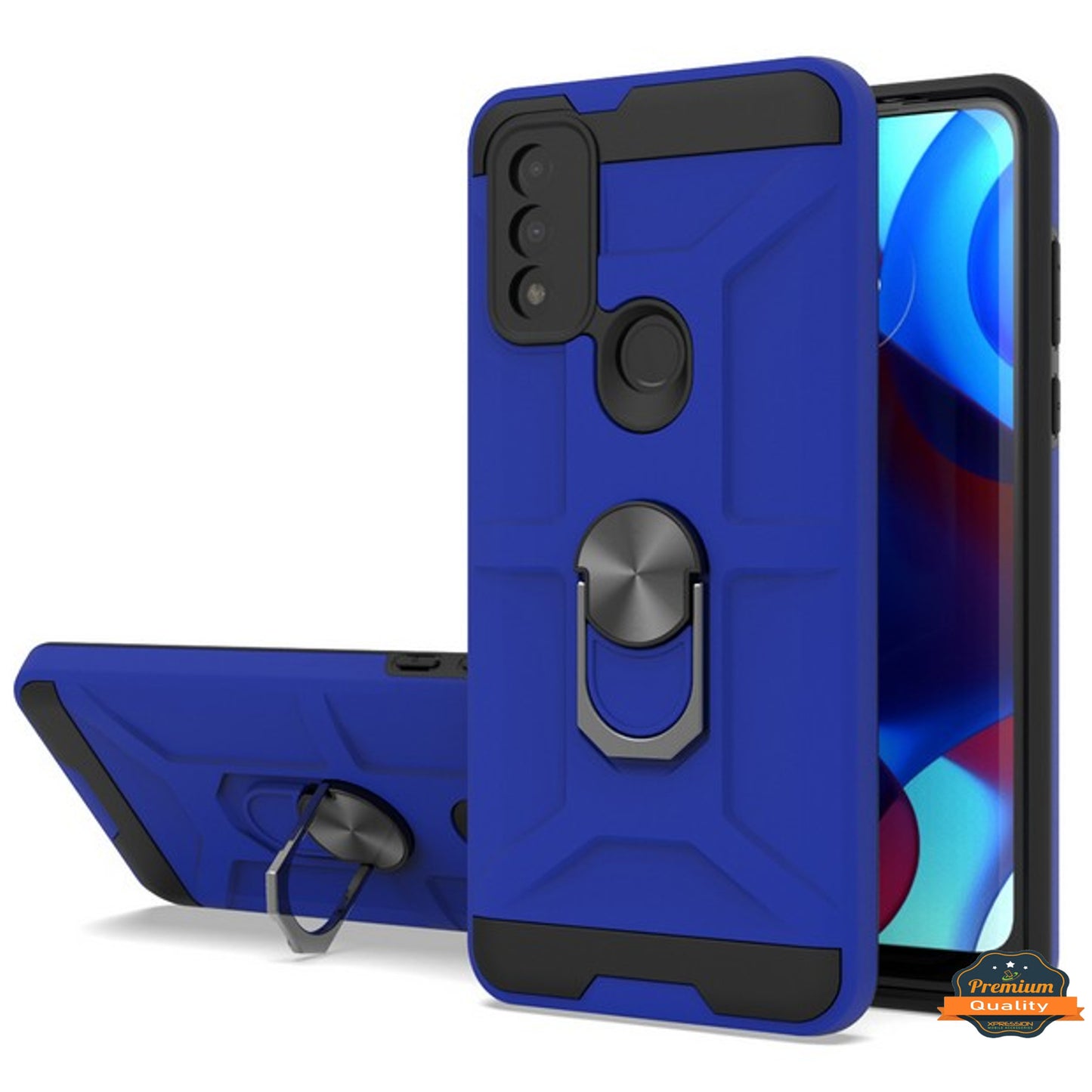 For T-Mobile Revvl 6 Pro 5G /Revvl 6 5G Hybrid Ring Stand [360° Rotatable Ring Holder Magnetic Kickstand] Rubber TPU  Phone Case Cover