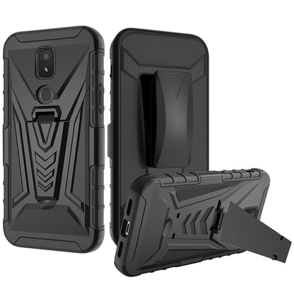 For Cricket Icon 3 (2021) Combo 3 in 1 Rugged Swivel Belt Clip Holster Heavy Duty Tuff Hybrid Armor Rubber TPU with Kickstand Stand  Phone Case Cover