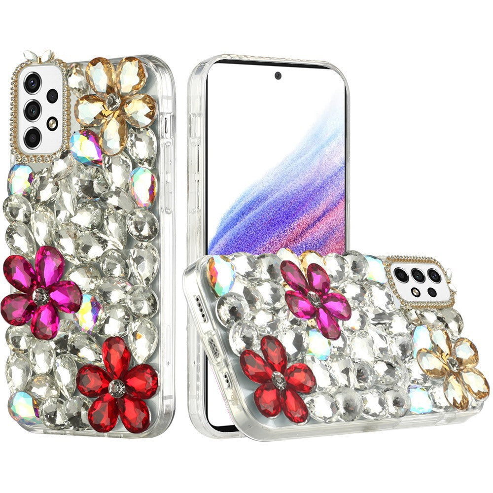 For Samsung Galaxy A53 5G Bling Crystal 3D Full Diamonds Luxury Sparkle Transparent Rhinestone Hybrid Protective  Phone Case Cover