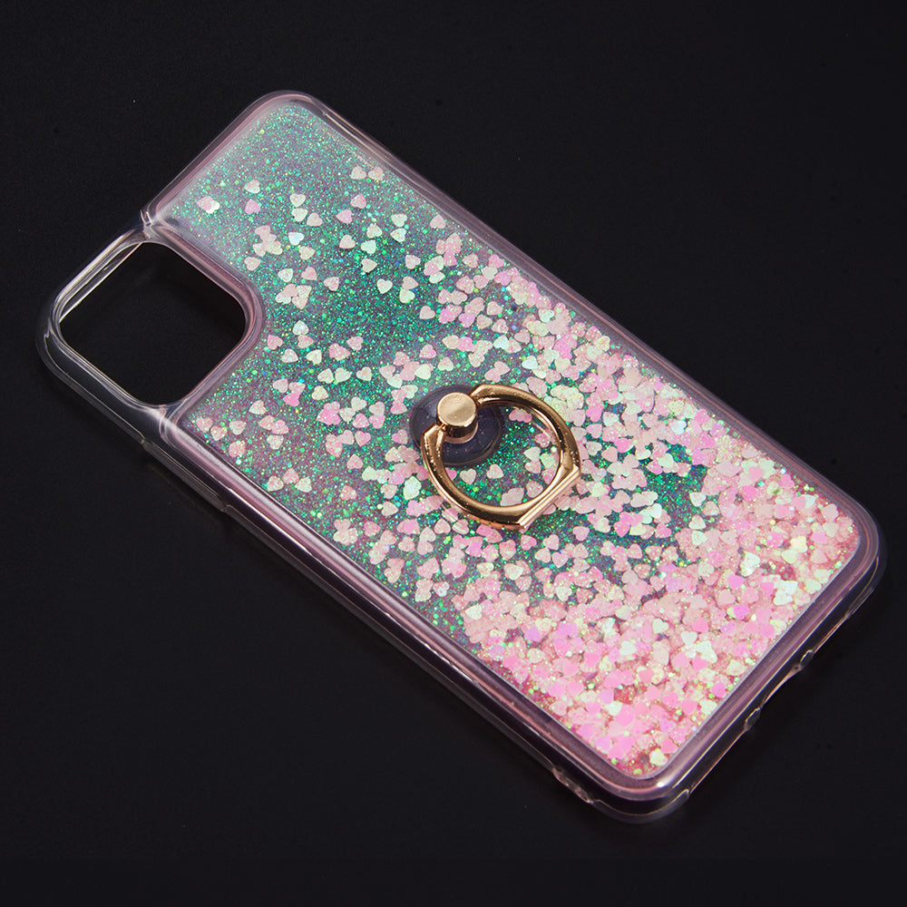 For Samsung Galaxy A53 5G Hybrid Glitter Bling Sparkling Liquid Quicksand Glittering Sparkle TPU with Ring Stand Holder Pink Phone Case Cover