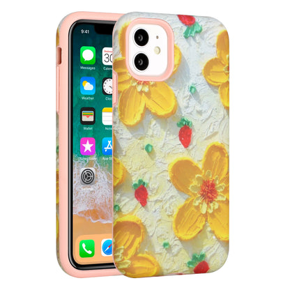 For Apple iPhone 11 (6.1") Bliss Floral Stylish Design Hybrid Rubber TPU Hard PC Shockproof Armor Rugged Slim Fit  Phone Case Cover