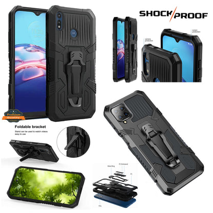 For Apple iPhone 13 Pro Max (6.7") Hybrid Heavy Duty Protection Shockproof Defender with Belt Clip and Kickstand Dual Layer  Phone Case Cover