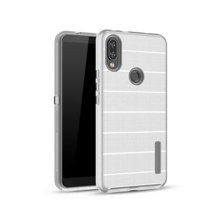 For Apple iPhone 11 (6.1") Texture Brushed Line Shockproof Rugged Shield Non-Slip Hybrid Dual Layers Soft TPU + Hard PC Back Silver Phone Case Cover