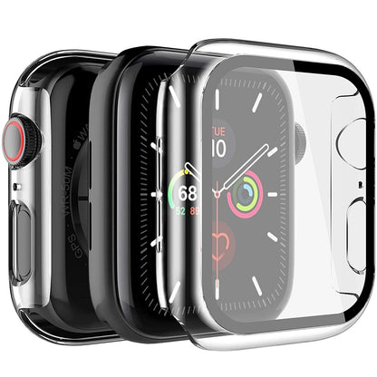 For Apple Watch 40mm SE 2nd Gen (2022) Ultra Clear Transparent PC with Built in Screen Protector Snap-on Full Cover Shell Rubber TPU + Hard PC Frame for iWatch SE 2022 (40mm) Clear