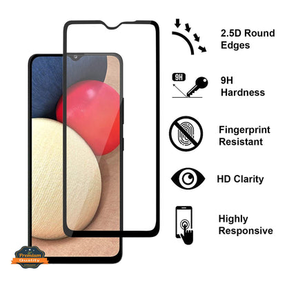 For Samsung Galaxy A53 5G Tempered Glass Full Coverage Edge to Edge Cover Protection 9H 2.5 Rounded Glass Screen Protector Clear Black Screen Protector