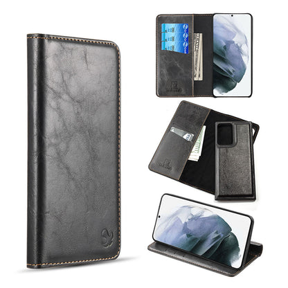 For Samsung Galaxy A22 5G Luxury PU Leather Wallet Pouch Magnetic Detachable with Credit Card Slots Removable Flip Cover Black Phone Case Cover