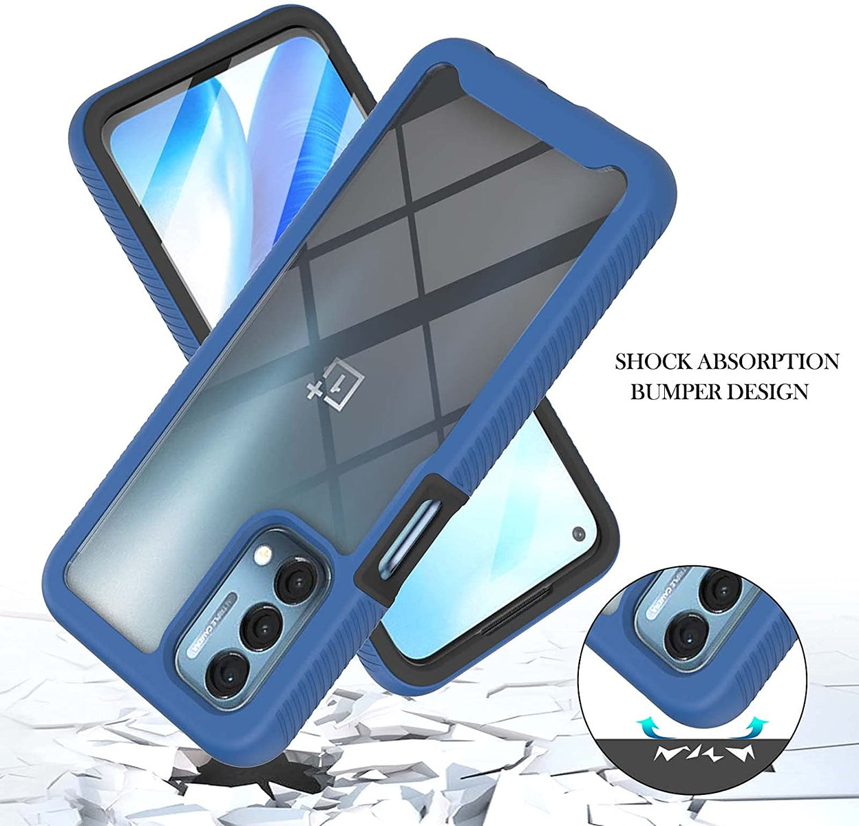 For TCL Stylus 5G Full Body Frame Armor Slim Hybrid Double Layer Hard PC + TPU Transparent Back Rugged Shockproof Clear / Blue Phone Case Cover