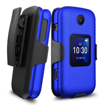 For TCL Flip Pro Hybrid Armor Holster with Swivel Belt Clip Heavy Duty 3 in 1 Defender Full Protective Shockproof Rugged  Phone Case Cover