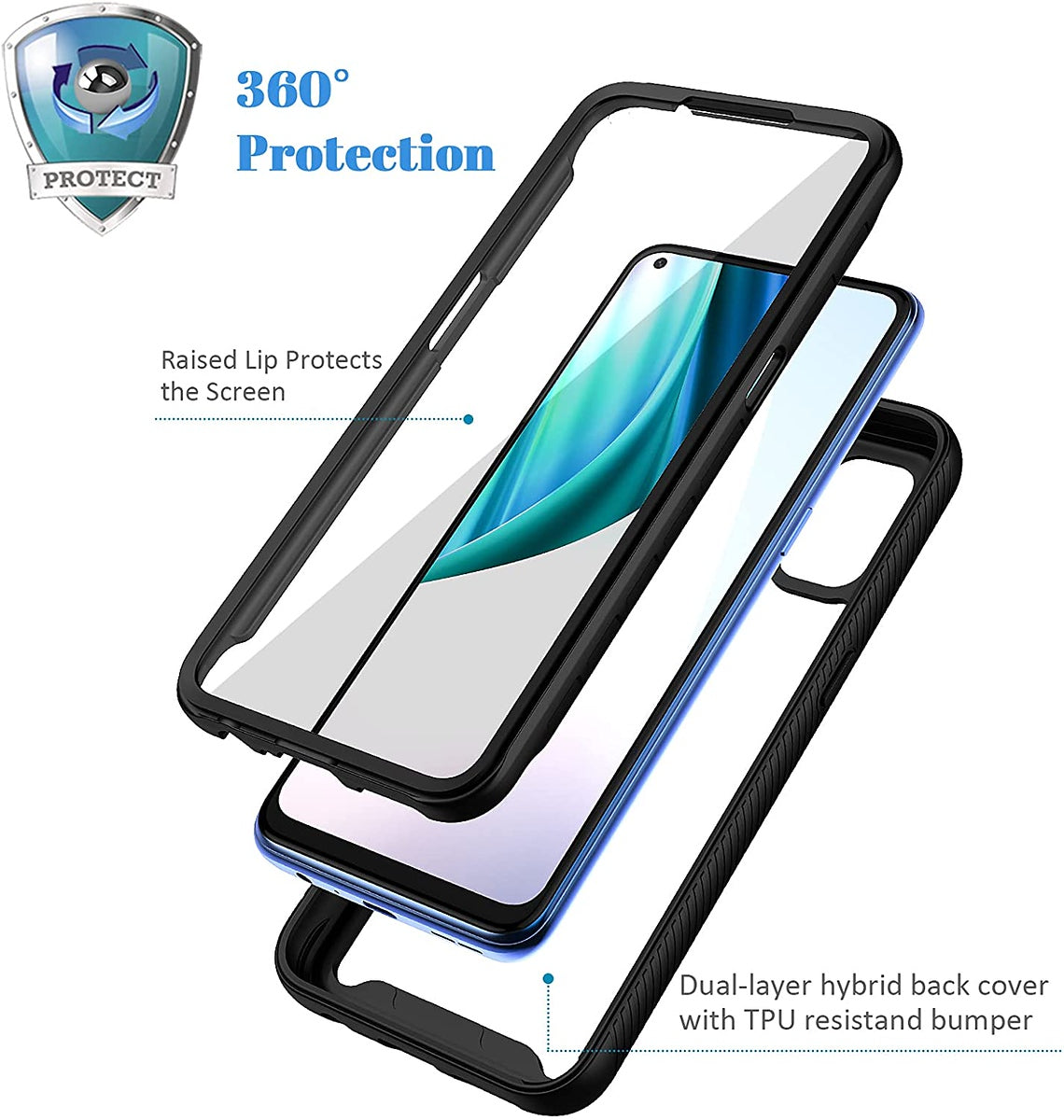 For Google Pixel 7 Full Body Armor Slim Hybrid Double Layer Hard PC + TPU Transparent Back Rugged Frame Shockproof  Phone Case Cover