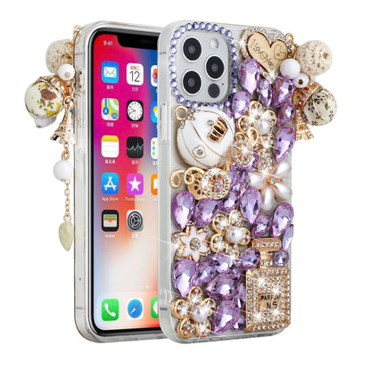 For Apple iPhone 13 (6.1") Bling Clear Crystal 3D Full Diamonds Luxury Sparkle Rhinestone Hybrid Protective  Phone Case Cover