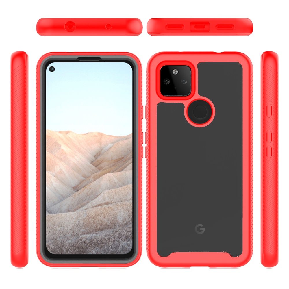 For OnePlus 10T 5G Clear Dual Layer Tuff Rugged Bumper Frame Heavy Duty Hybrid Shockproof Rubber Full Body Defender Red Phone Case Cover