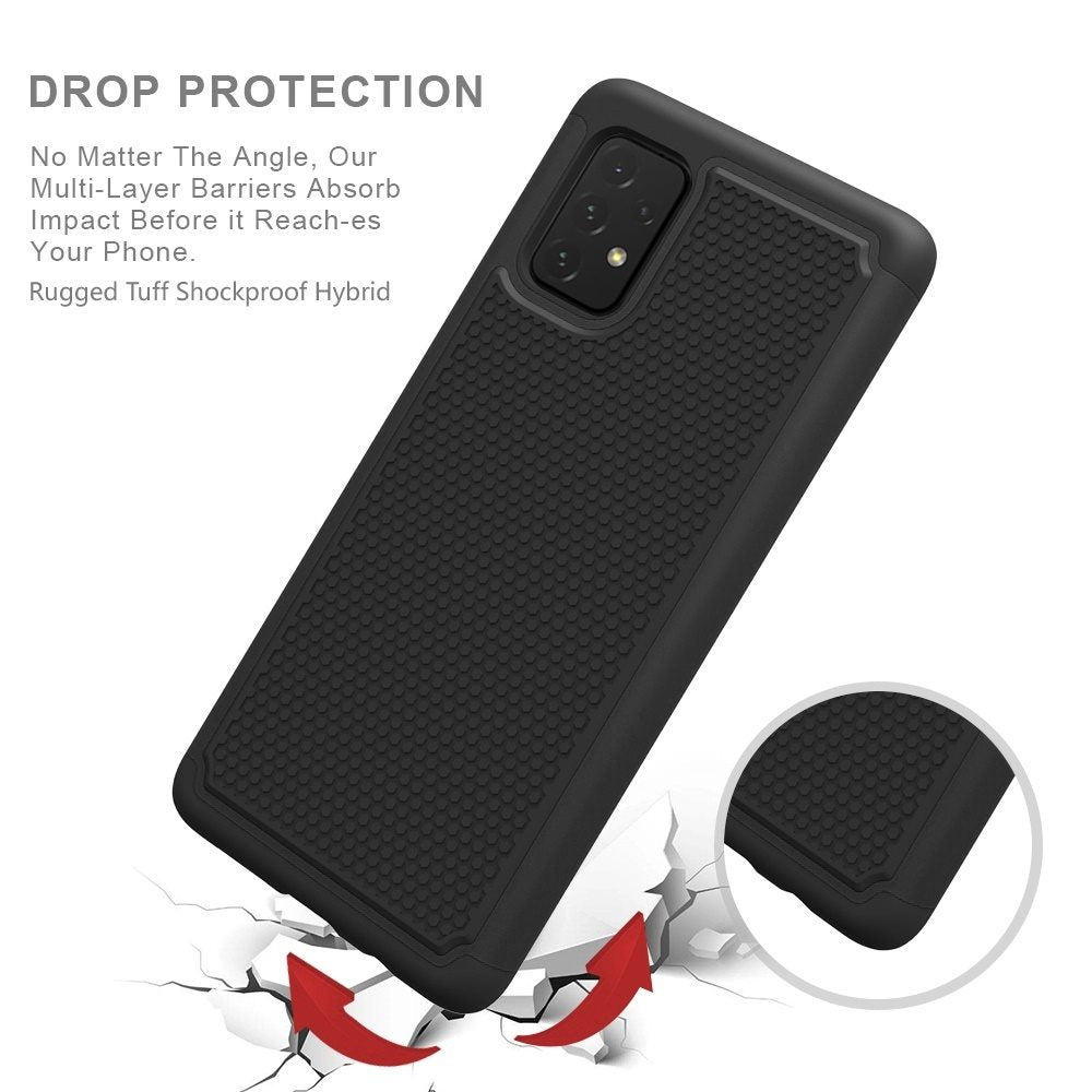 For Boost Mobile Celero 5G Textured Hybrid Shockproof Rugged Hard PC & Silicone TPU Anti-Slip Dual Layer Protective Bumper Black Phone Case Cover