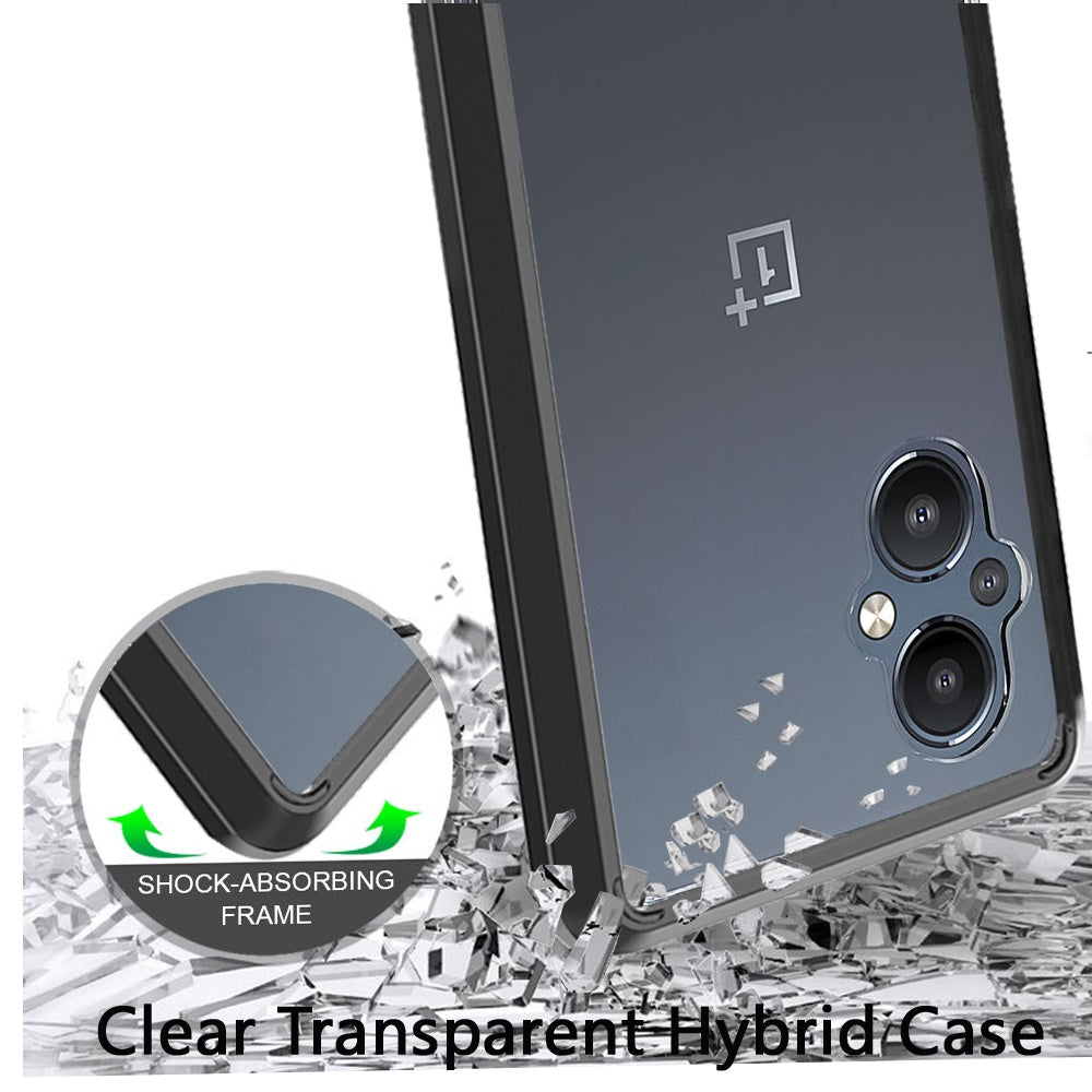 For OnePlus Nord N20 5G Hybrid Slim Crystal Clear Transparent Shock-Absorption Bumper with TPU + Hard PC Back Frame  Phone Case Cover