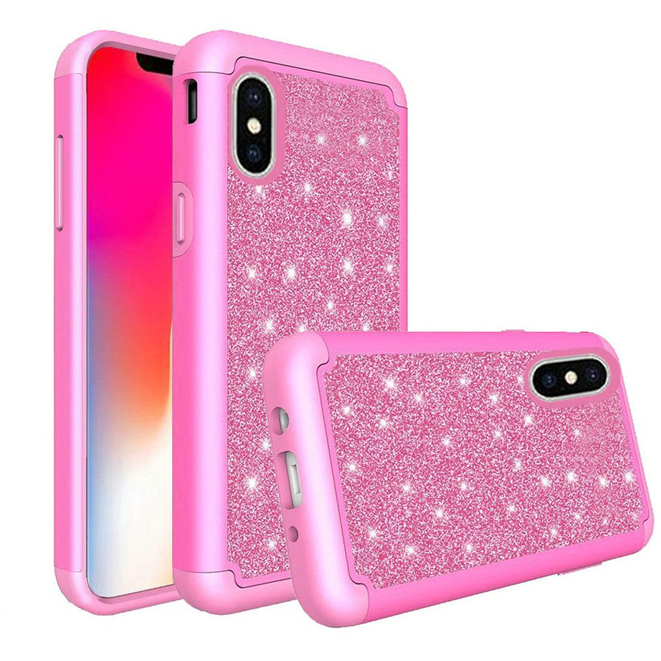 For Apple iPhone 13 Pro Max (6.7") Glitter Sparkle Bling Shinny Hybrid Slim Rhinestone 2 in 1 Hard PC & Soft TPU Rugged Protective  Phone Case Cover