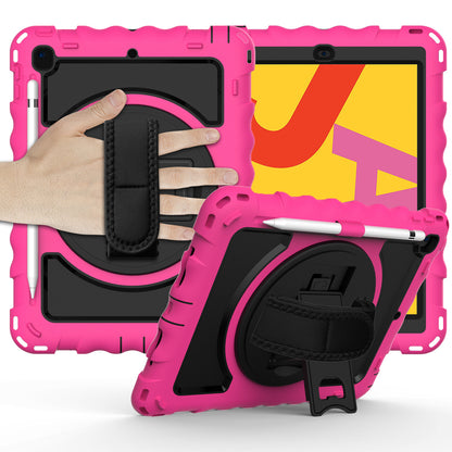 Case for Apple iPad Air 4 / iPad Air 5 / iPad Pro (11 inch) Hybrid 3in1 Armor Rugged with Built-in Kickstand 360° Rotatable Stand & Shoulder Hand Strap Corner Shockproof Hot Pink Tablet Cover