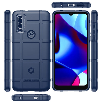 For Motorola Moto G Power 2022 Rugged Shield Hybrid TPU Thick Solid Rough Armor Tactical Matte Grip Silicone Texture Protective Blue Phone Case Cover