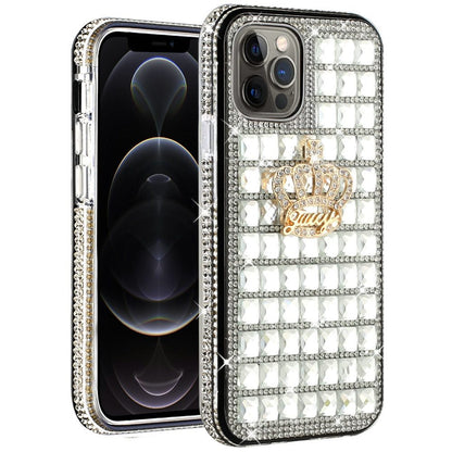 For Apple iPhone 11 (6.1") Fashion Luxury 3D Bling Diamonds Rhinestone Jeweled Ornament Shiny Crystal Hybrid TPU Hard  Phone Case Cover