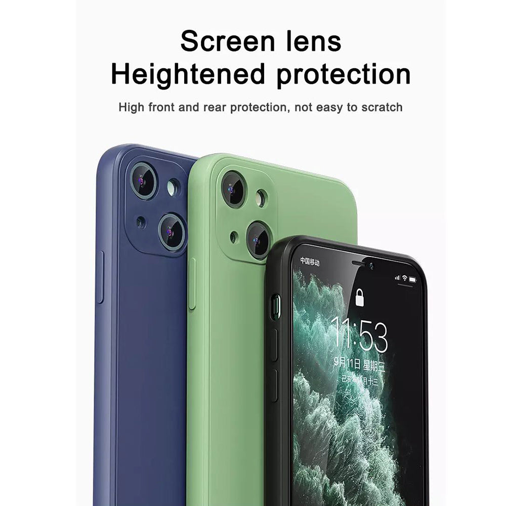 For Apple iPhone 13 / Pro Max Liquid Silicone Hybrid Gel Rubber Full Body Protection with Microfiber Lining Shockproof Flexible TPU Anti-Drop  Phone Case Cover