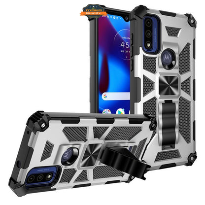 For Cricket Ovation 2 Built in Magnetic Kickstand, Military Hybrid Bumper Heavy Duty Dual Layers Rugged Protective  Phone Case Cover