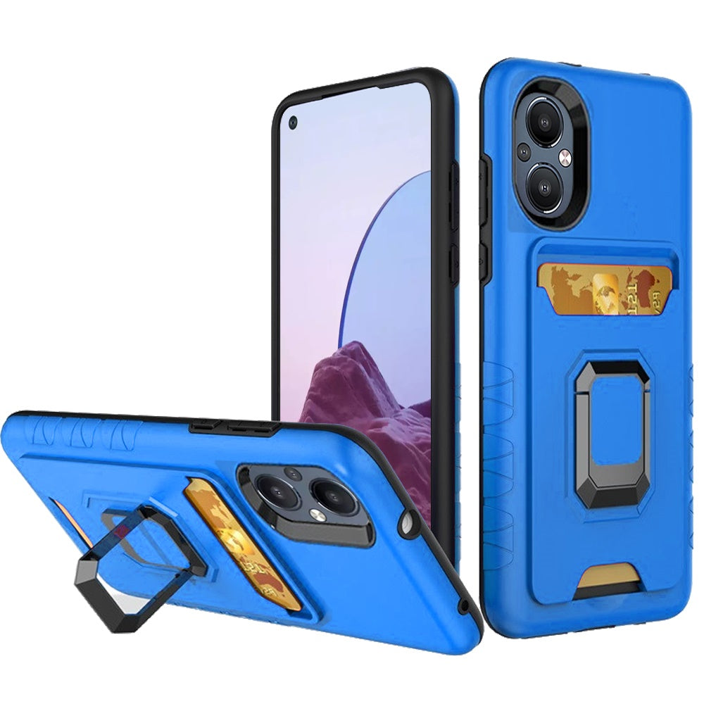 For OnePlus Nord N20 5G Wallet Case with Credit Card ID Slot Holder & Magnetic Stand Kickstand Ring Heavy Duty Hybrid  Phone Case Cover