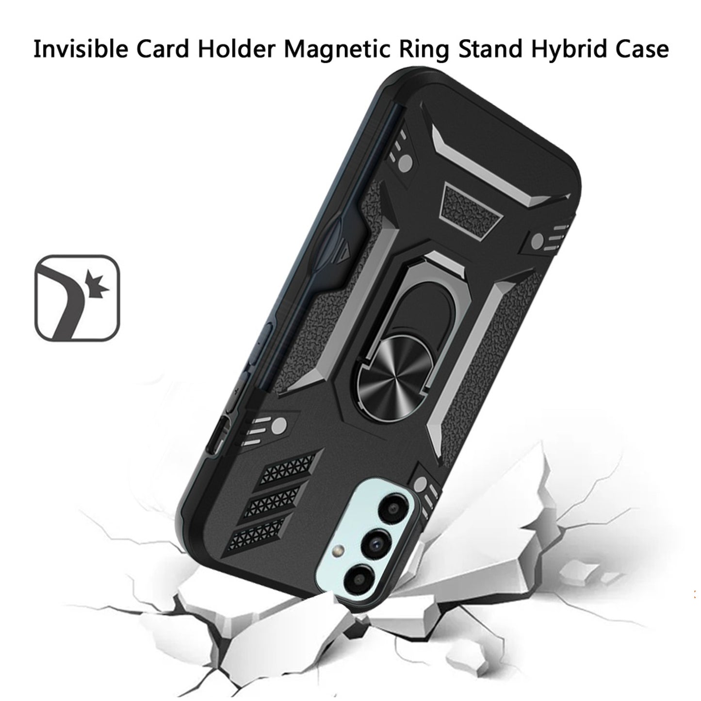 For Motorola Moto G Pure /Moto G Power 2022 Invisible Wallet Credit Card ID Holder Ring Stand Kickstand Shockproof Hybrid  Phone Case Cover