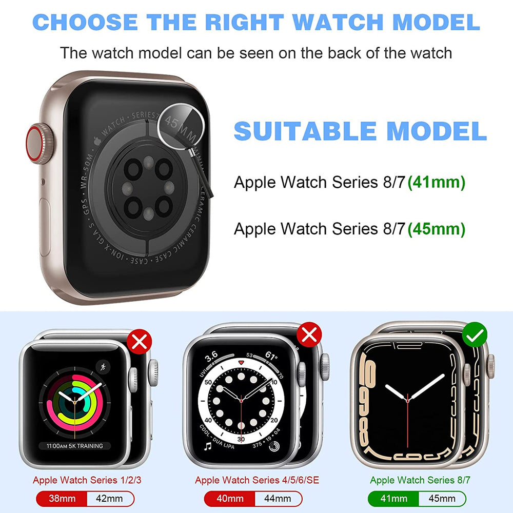 For Apple Watch Series 8 /7 (41mm) Slim PC with Built in Clear Screen Protector Snap-on Full Coverage Shell TPU + Hard PC Frame for iWatch 41 MM Series 8 /7 Black