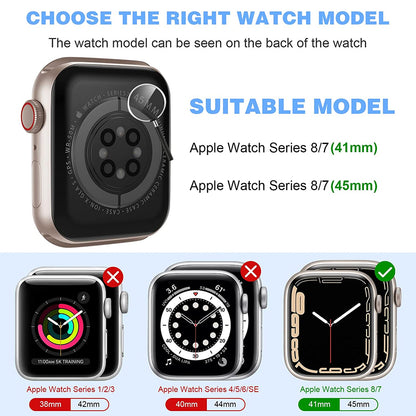 For Apple Watch Series 8 /7 (45mm) Slim PC with Built in Clear Screen Protector Snap-on Full Coverage Shell TPU + Hard PC Frame for iWatch 45 MM Series 8 /7 Black