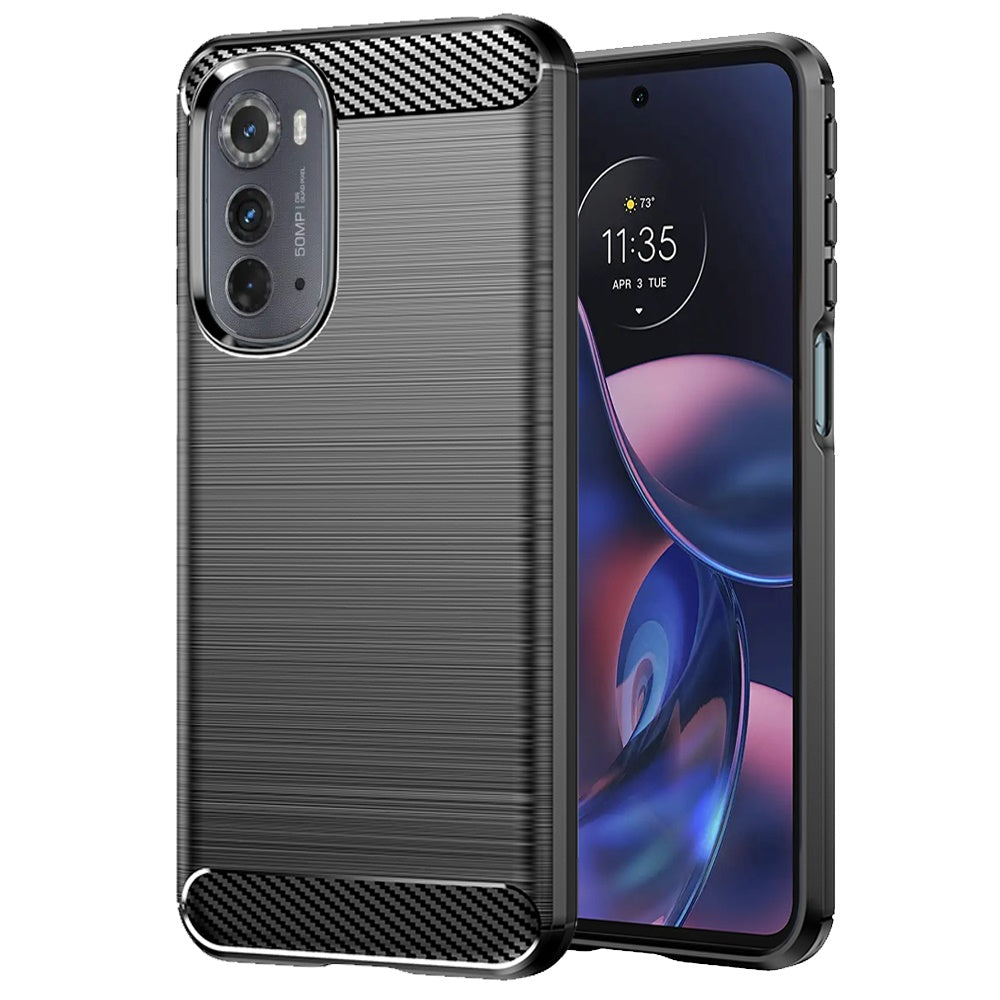 For Motorola Moto Edge (2022) Carbon Fiber Design Silicone Soft Skin Flexible TPU Gel Rubber Rugged Brushed Texture  Phone Case Cover