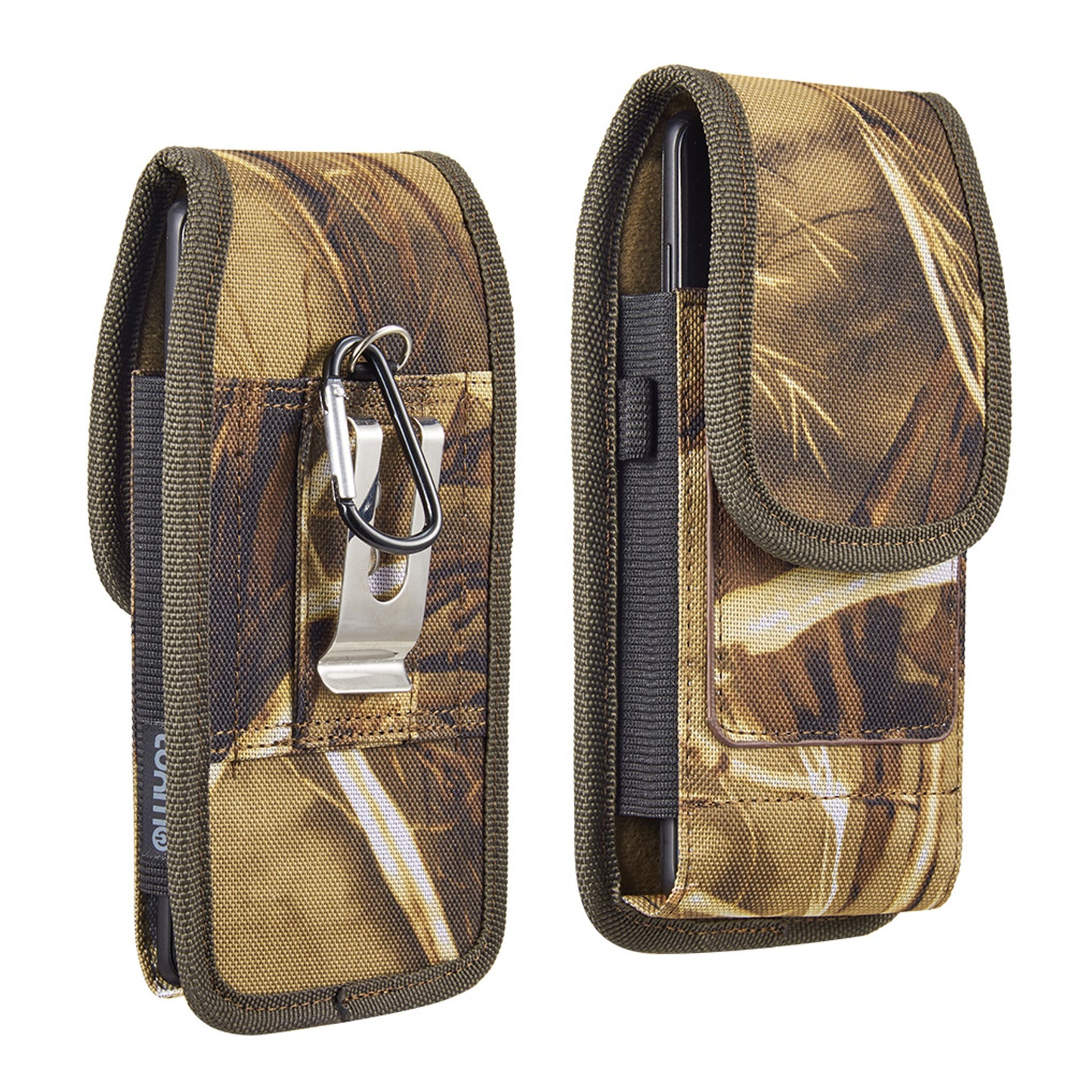 For Samsung Galaxy A23 5G Universal Pouch Case Vertical Phone Holster Camo Print with Card Slots, Pen Holder, Belt Clip Loop & Hook Cover [Camouflage]