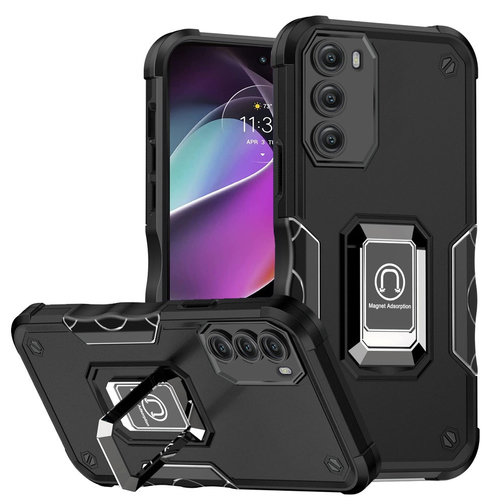 For Motorola Moto G 5G 2022 Hybrid Cases with Magnetic Ring Holder Stand Kickstand Heavy Duty Rugged Shockproof  Phone Case Cover