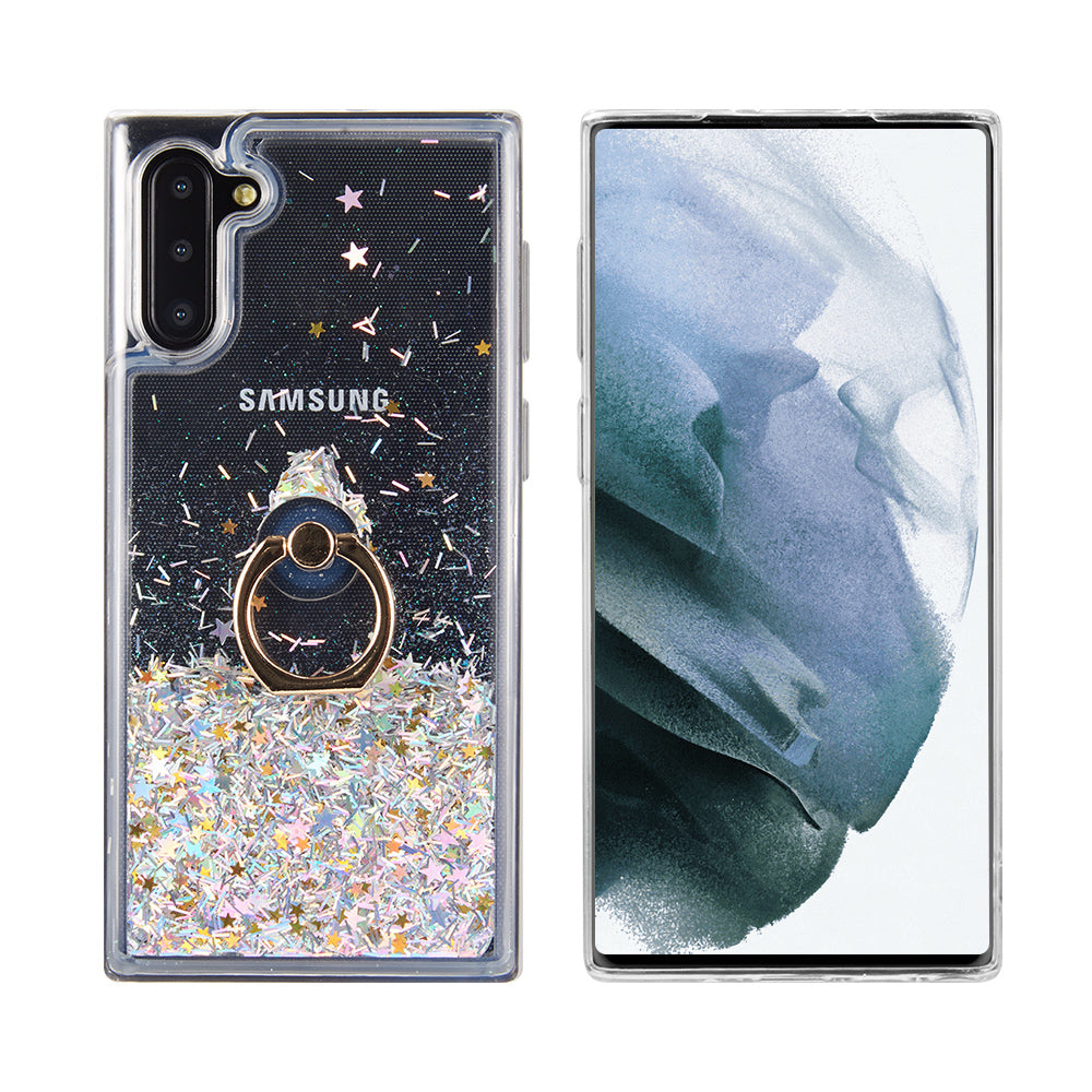 For Samsung Galaxy S23 /Plus /Ultra Hybrid Glitter Bling Sparkling Liquid Quicksand Glittering Sparkle TPU with Ring Stand Holder  Phone Case Cover