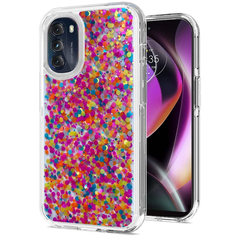 For Motorola Moto G 5G 2022 Colorful Glitter Bling Sparkle Epoxy Glittering Shining Hybrid Hard Silicone Shockproof  Phone Case Cover