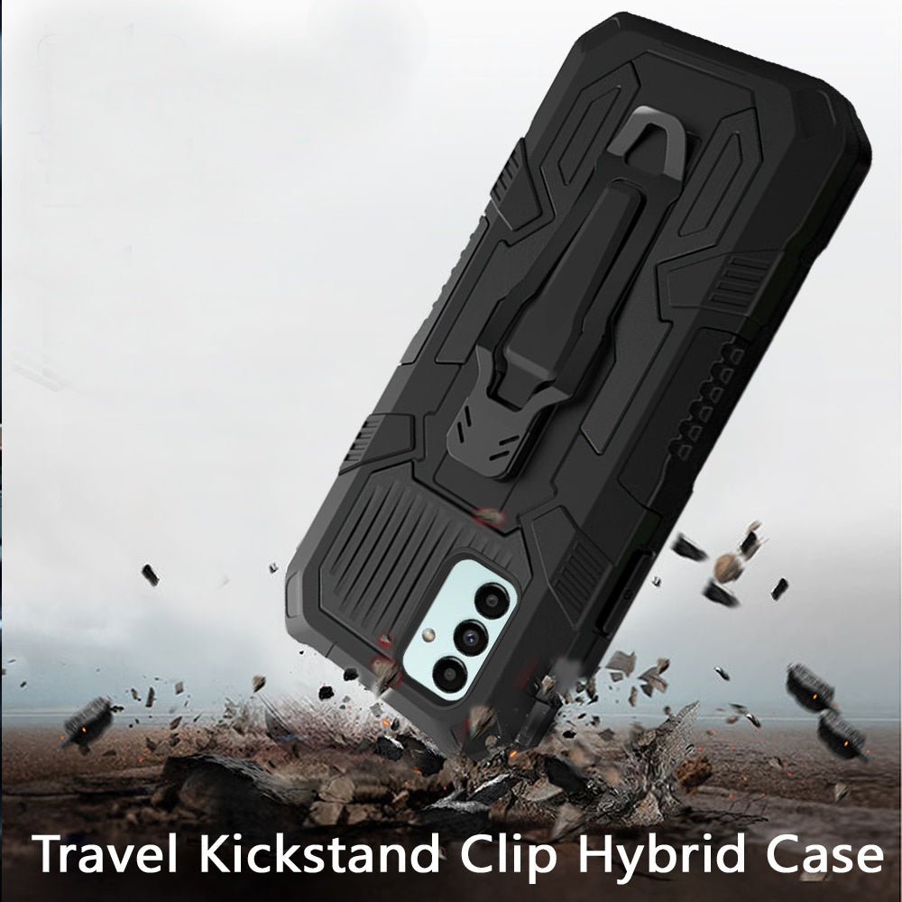 For Samsung Galaxy A13 5G Rugged Heavy Duty Dual Layers Hybrid Shockproof Protective Shell Built in Metal Clip Holder & Kickstand  Phone Case Cover