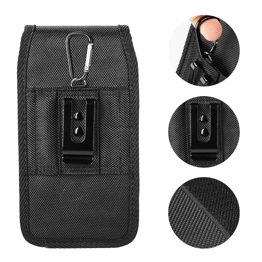 Universal Vertical Pouch Nylon Case with Belt Clip Holster and Belt Loop for Small Size Cell phone Fit Most Apple iPhone Samsung Galaxy LG Moto Cricket Universal Nylon [Small - Black]