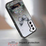 For Samsung Galaxy S22 /Plus Ultra Butterfly Smile Glitter Bling Sparkle Epoxy Glittering Shining Hybrid Hard PC TPU Silicone Slim  Phone Case Cover