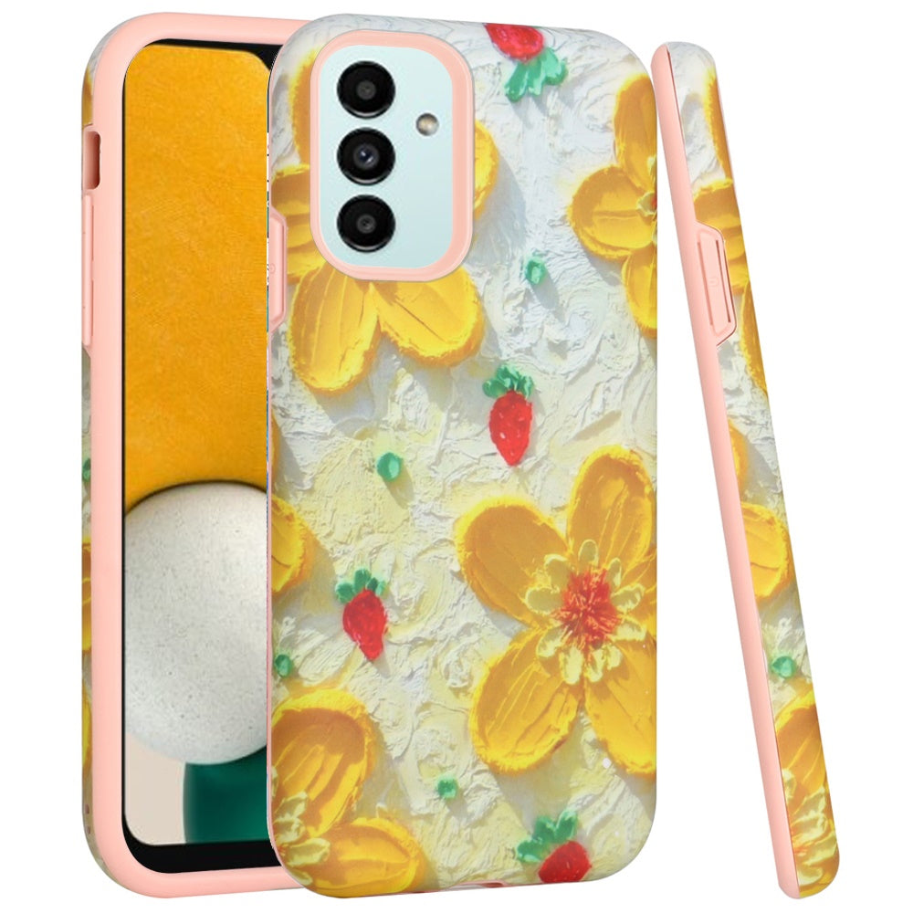 For Samsung Galaxy A13 5G Bliss Floral Stylish Design Hybrid Rubber TPU Hard PC Shockproof Armor Rugged Slim  Phone Case Cover