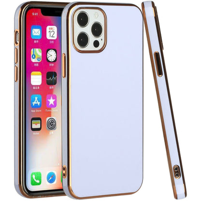 For Apple iPhone 8 Plus/7 Plus/6 6S Plus Electroplated Fashion Solid Gold Frame Hybrid Rubber TPU Hard PC Slim Fit  Phone Case Cover