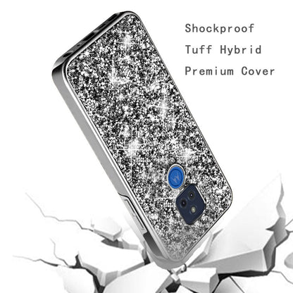 For Apple iPhone 13 Pro (6.1") Bling Rhinestone Diamond Shiny Glitter Hybrid Bumper Dual Layer Rugged Shell Hard PC TPU Rubber  Phone Case Cover